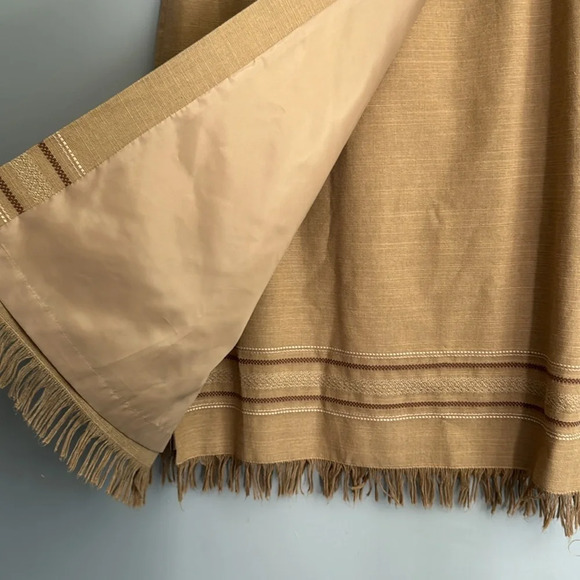 Kasper & Co. Skirt Tan Cotton Blend Maxi Size 10 Lined Fringe Moana - Picture 3 of 7